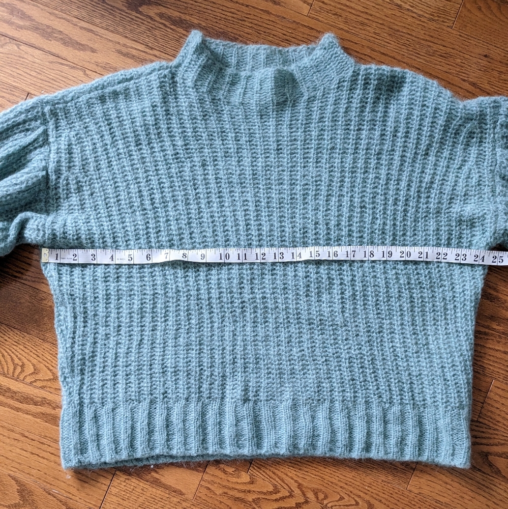 SEZANE Olric jumper sweater Alpaga Balloon Sleeves in Almond Green size S Small - Picture 8 of 9